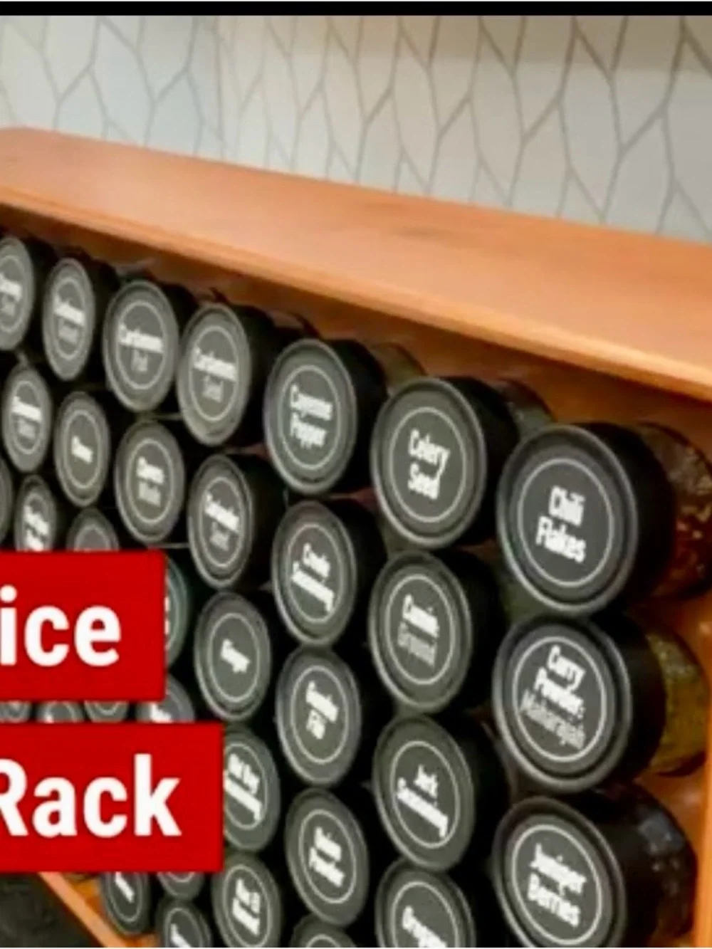 Matte White Magnetic Spice Rack Organizer with Black Lids - 30 Jars